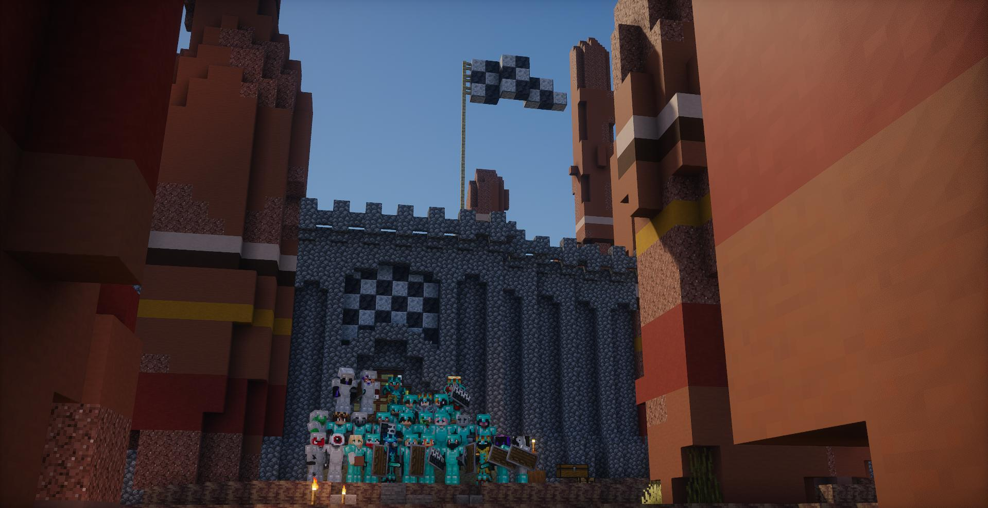 Checkerboard Community members together in Minecraft